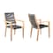 Armen Living Madsen Outdoor Eucalyptus Wood and Charcoal Rope Dining Chairs with Gray Teak Finish, PK2 LCMASICHEU - alternate 1